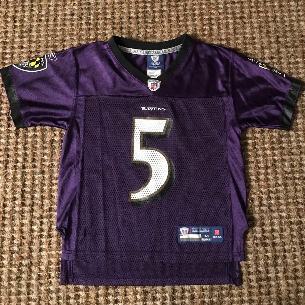 💰 3 for $25 🏷 Kids Rebook Screened Print #5 Joe Flacco Jersey M